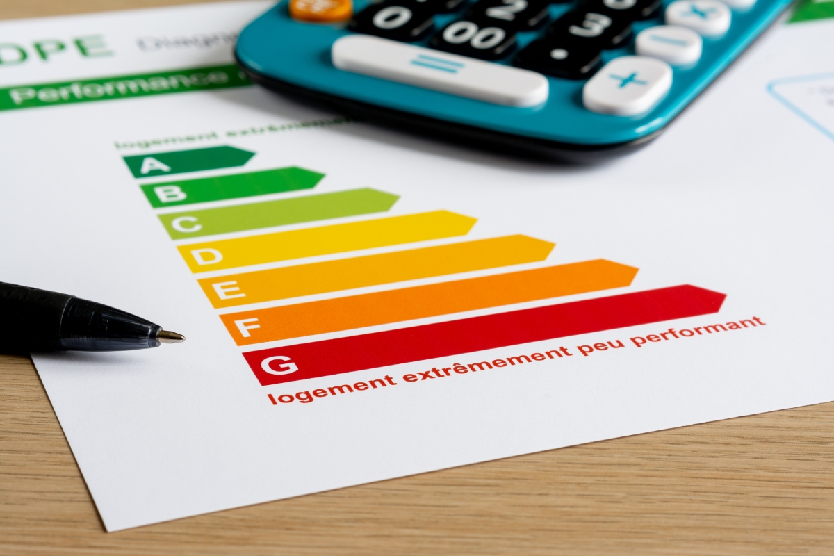 Étiquette DPE affichant les classes énergétiques A à G